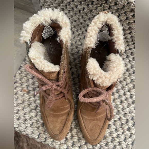 UGG Brown Ankle Boots with Shearling Trim - Picture 3 of 7